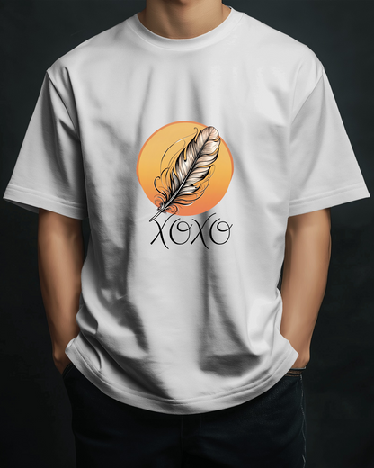 XOXO Feather Men Heavy Cotton Tee - Perfect for Casual Outings and Cozy Days