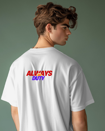 Always on Duty Men Heavy Cotton Tee - Casual Comfort for Everyday Heroes