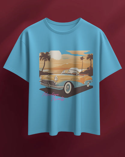 Men Summer Heavy Cotton Tee- Retro Sunset Adventure Awaits Exclusive T-Shirt