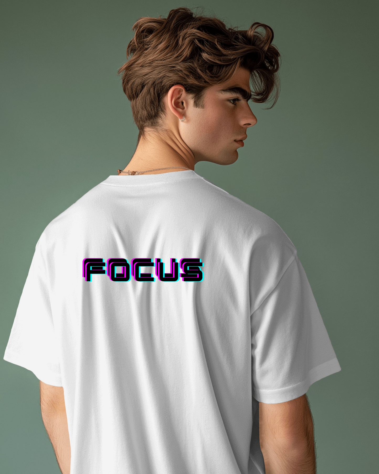 Men Heavy Cotton Tee - 'FOCUS' Retro Graphic T-Shirt for Motivated Individuals