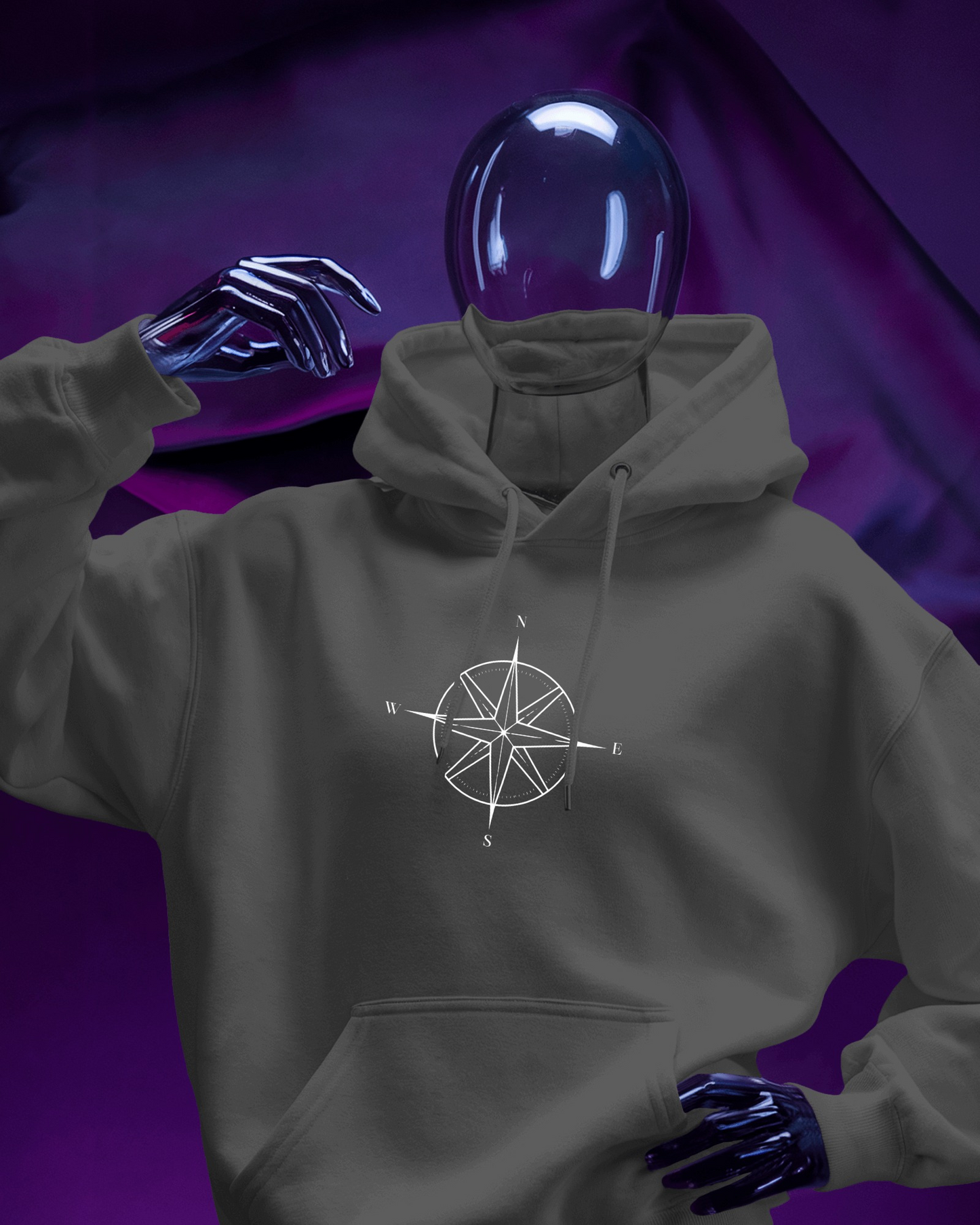 Compass Graphic Men Hoodie - Adventure Awaits Exclusives