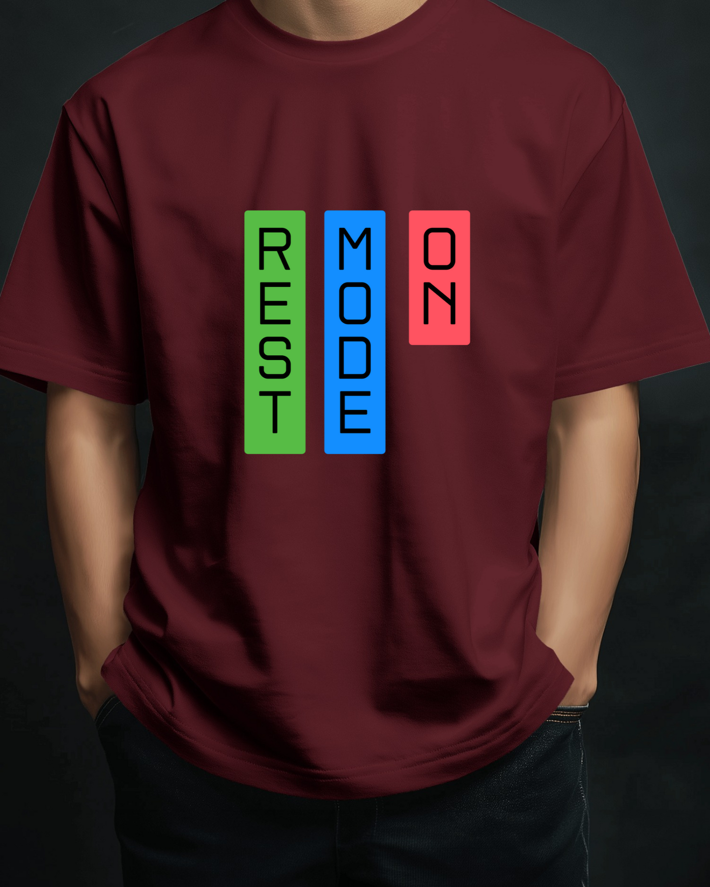 Rest Mode On Men Heavy Cotton Tee - Comfortable Relaxation T-Shirt