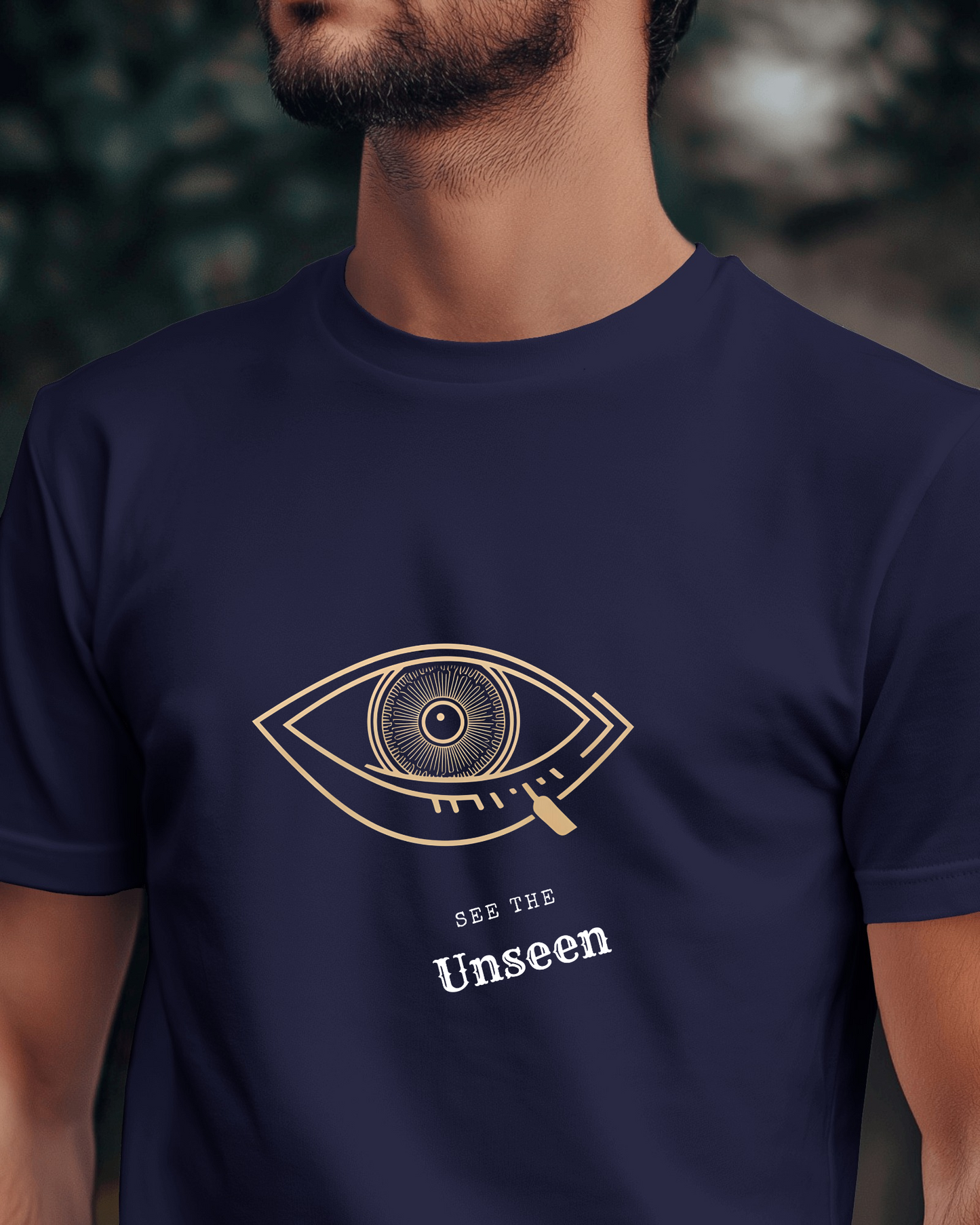 Men Exclusive Heavy Cotton Tee - See the Unseen Visionary Graphic T-Shirt