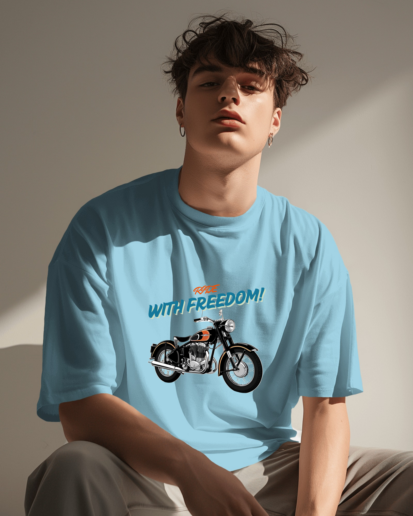 Men Heavy Cotton Tee - Classic Motorcycle Graphic T-Shirt