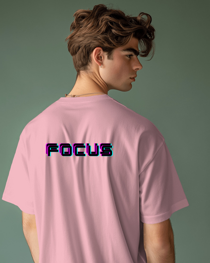 Men Heavy Cotton Tee - 'FOCUS' Retro Graphic T-Shirt for Motivated Individuals