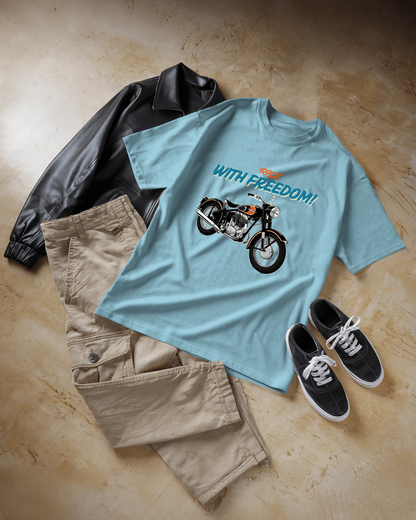 Men Heavy Cotton Tee - Classic Motorcycle Graphic T-Shirt