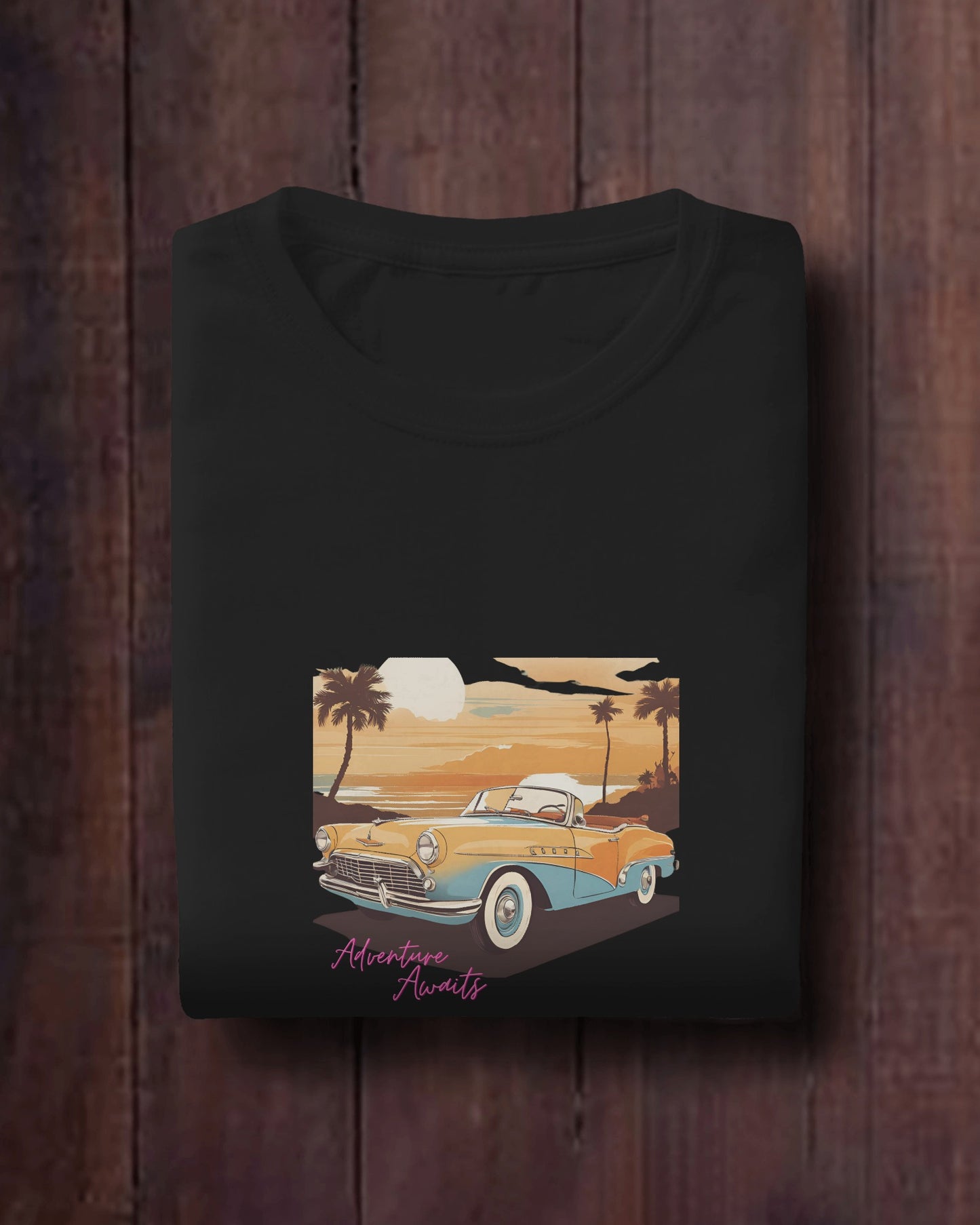 Men Summer Heavy Cotton Tee- Retro Sunset Adventure Awaits Exclusive T-Shirt