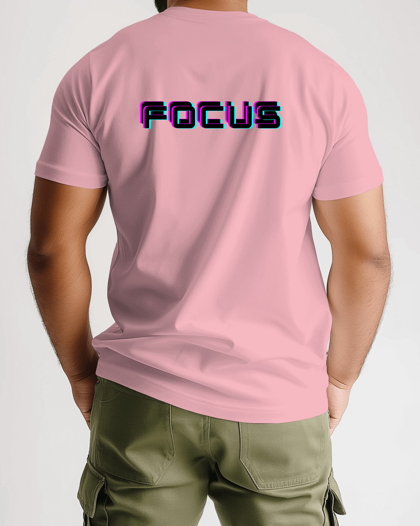 Men Heavy Cotton Tee - 'FOCUS' Retro Graphic T-Shirt for Motivated Individuals