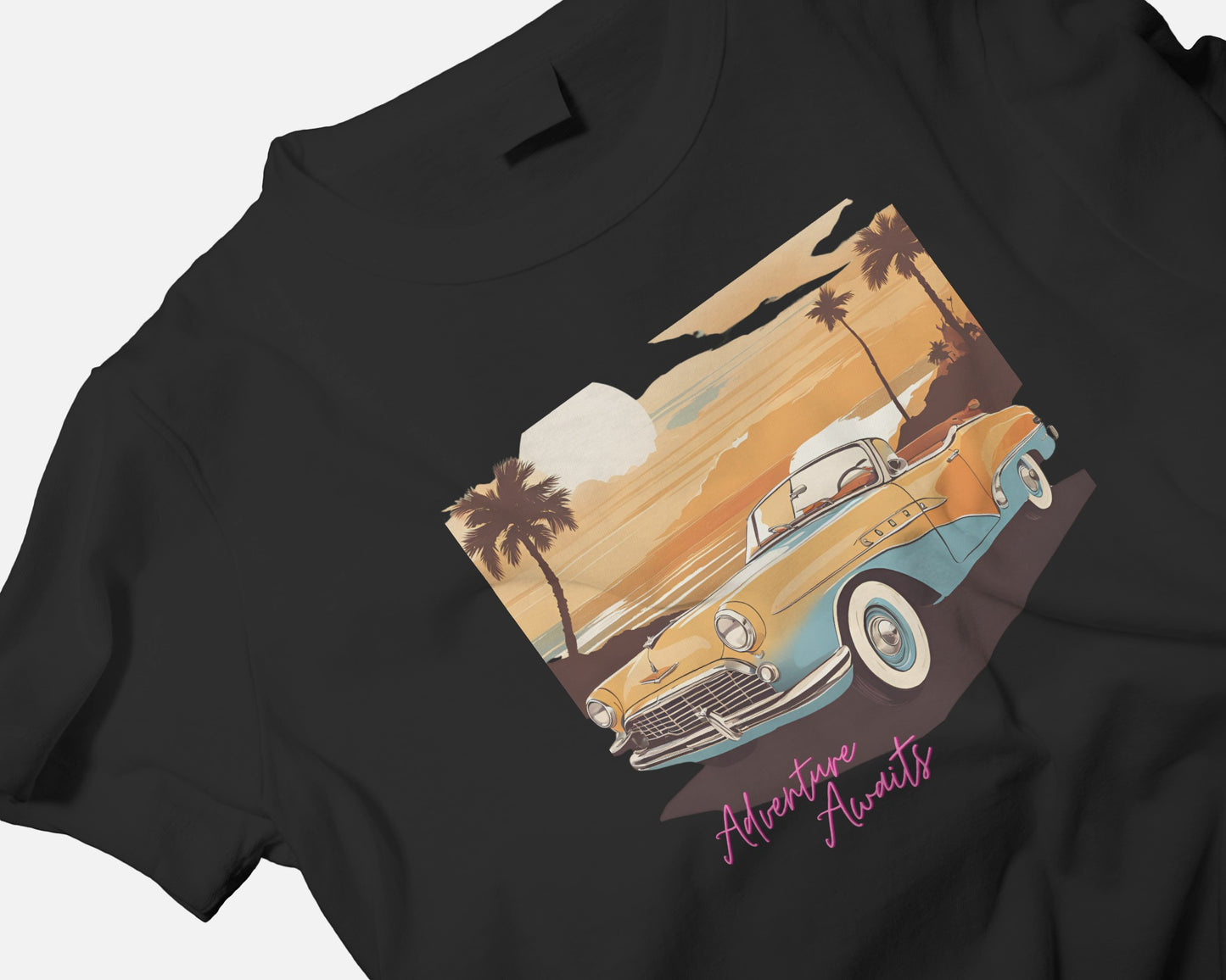 Women Summer Heavy Cotton Tee- Retro Sunset Adventure Awaits Exclusive T-Shirt