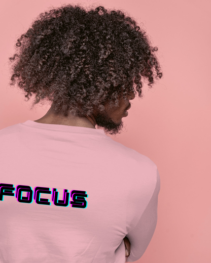 Men Heavy Cotton Tee - 'FOCUS' Retro Graphic T-Shirt for Motivated Individuals