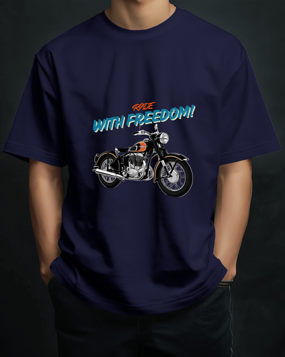 Men Heavy Cotton Tee - Classic Motorcycle Graphic T-Shirt