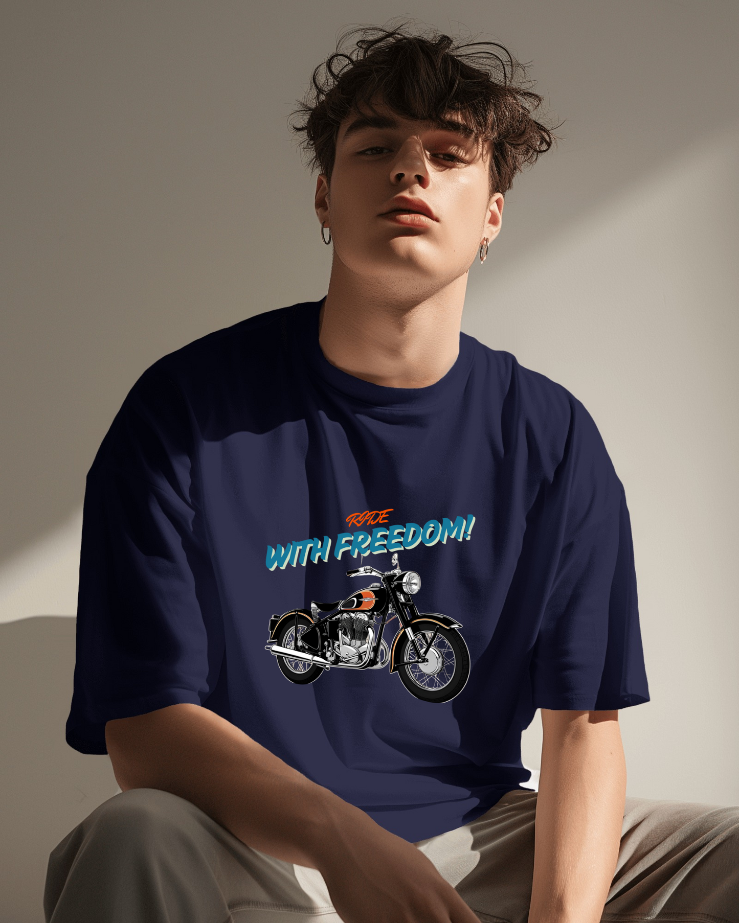 Men Heavy Cotton Tee - Classic Motorcycle Graphic T-Shirt