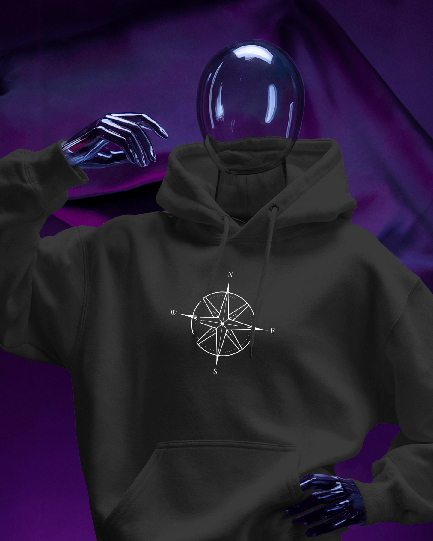 Compass Graphic Men Hoodie - Adventure Awaits Exclusives