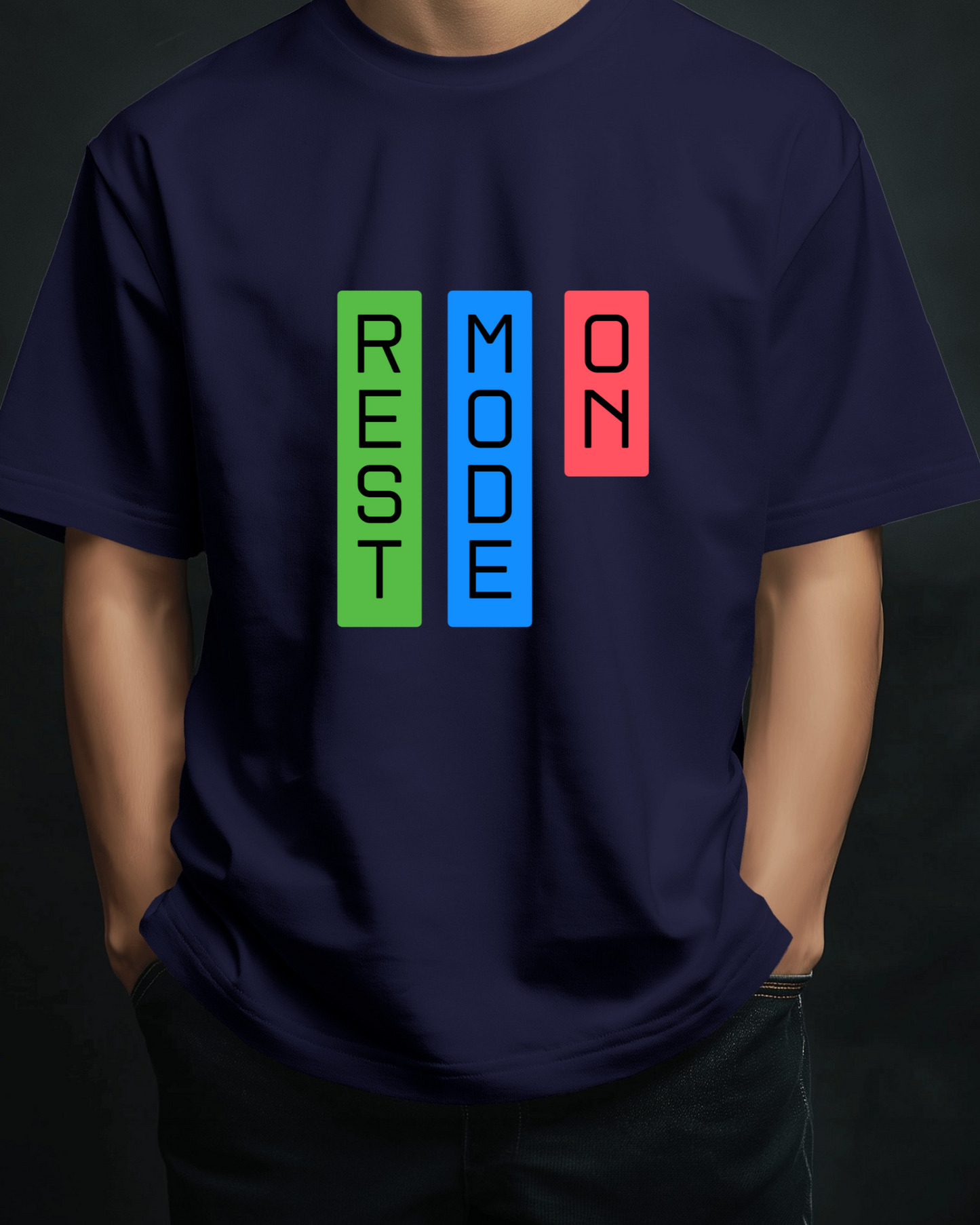 Rest Mode On Men Heavy Cotton Tee - Comfortable Relaxation T-Shirt