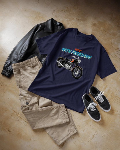 Men Heavy Cotton Tee - Classic Motorcycle Graphic T-Shirt