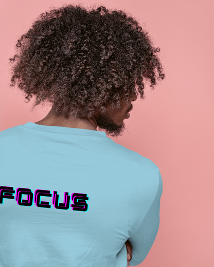 Men Heavy Cotton Tee - 'FOCUS' Retro Graphic T-Shirt for Motivated Individuals