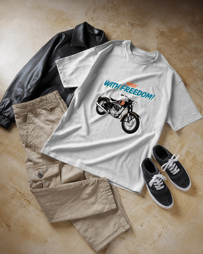 Men Heavy Cotton Tee - Classic Motorcycle Graphic T-Shirt