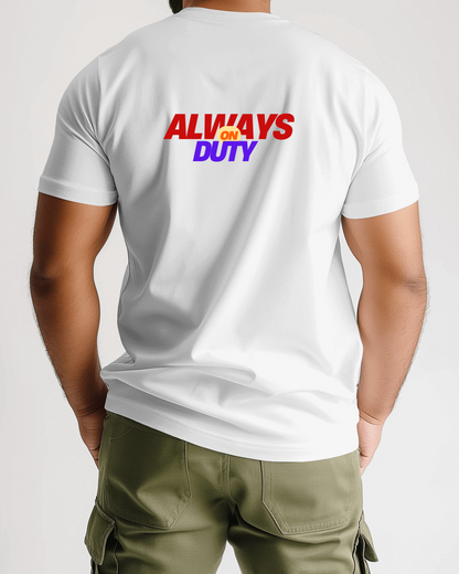 Always on Duty Men Heavy Cotton Tee - Casual Comfort for Everyday Heroes