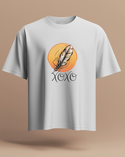 XOXO Feather Men Heavy Cotton Tee - Perfect for Casual Outings and Cozy Days