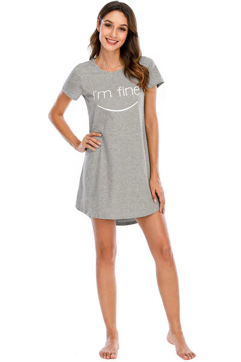 Graphic round Neck Short Sleeve Lounge Dress