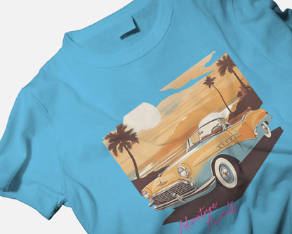 Women Summer Heavy Cotton Tee- Retro Sunset Adventure Awaits Exclusive T-Shirt