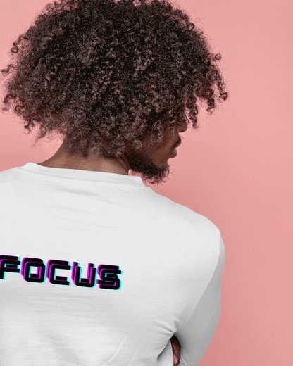 Men Heavy Cotton Tee - 'FOCUS' Retro Graphic T-Shirt for Motivated Individuals