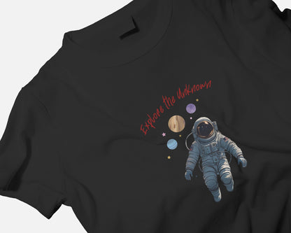 Explore the Unknown Women Heavy Cotton Tee - Astronaut Graphic Shirt