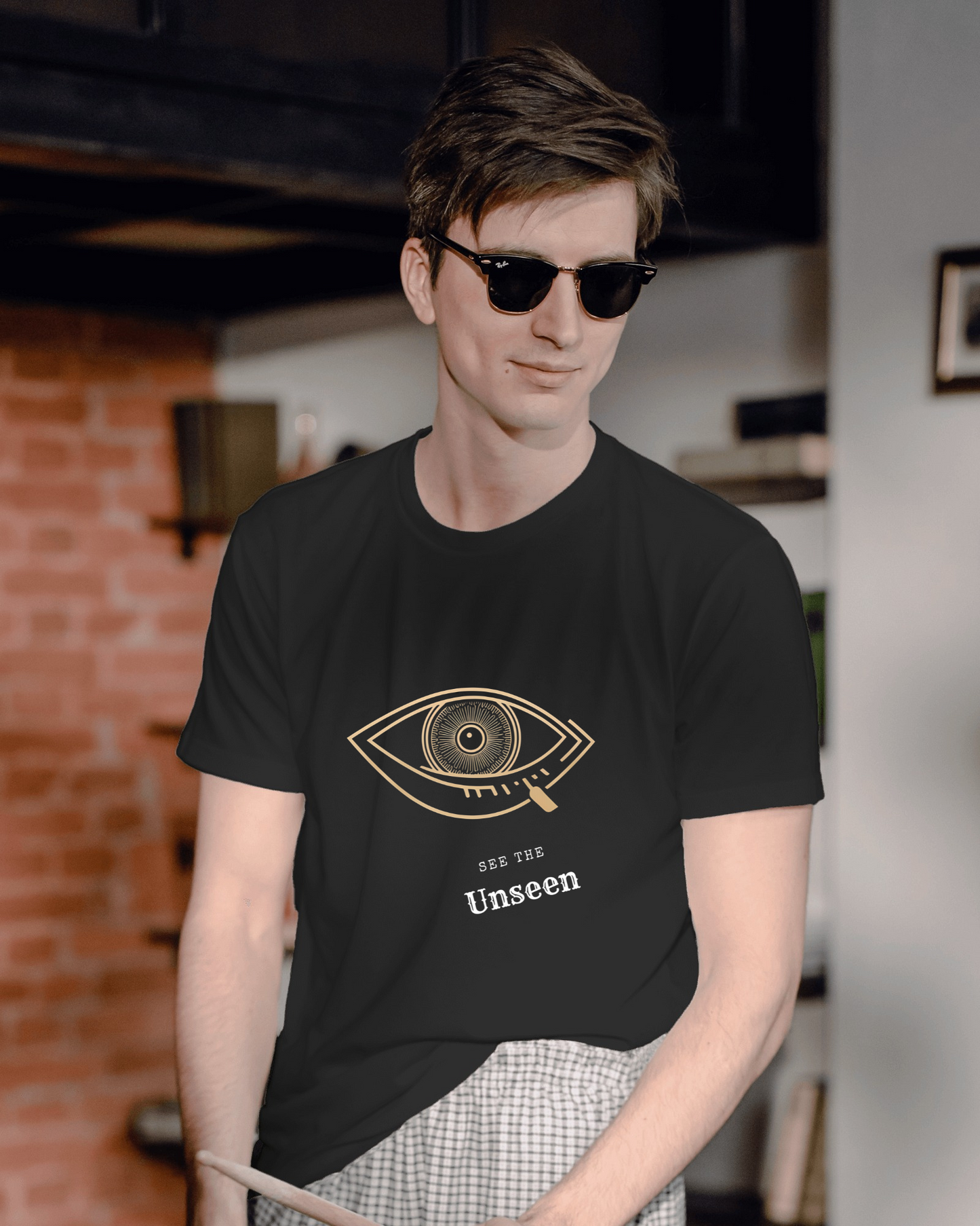 Men Exclusive Heavy Cotton Tee - See the Unseen Visionary Graphic T-Shirt