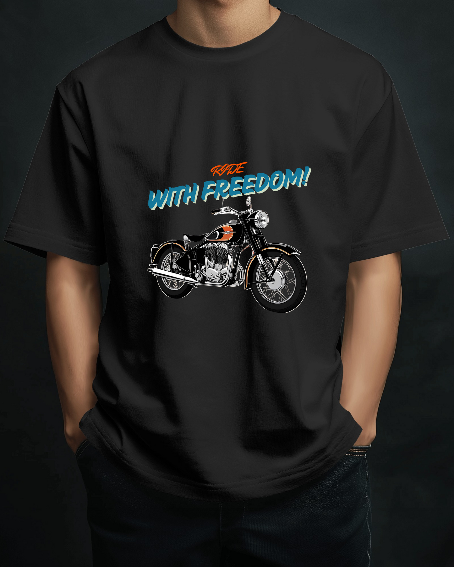 Men Heavy Cotton Tee - Classic Motorcycle Graphic T-Shirt