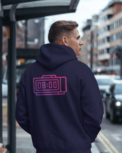 Retro Alarm Clock Men's Back Design Heavy Blend™ Hoodie