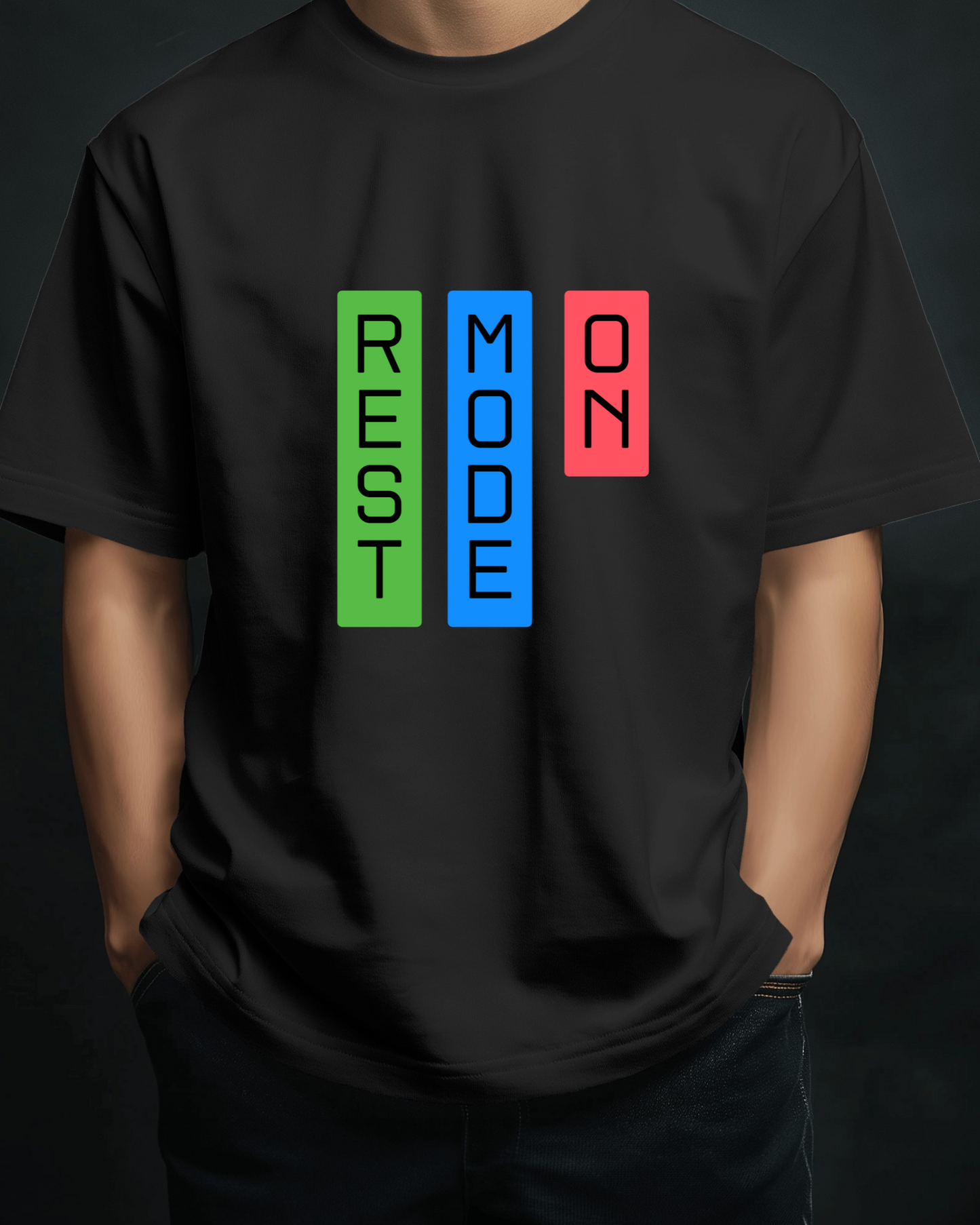 Rest Mode On Men Heavy Cotton Tee - Comfortable Relaxation T-Shirt