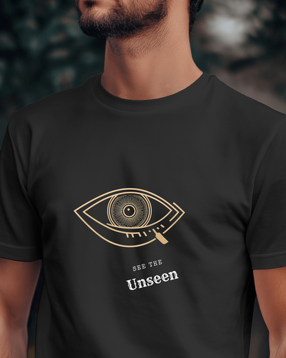 Men Exclusive Heavy Cotton Tee - See the Unseen Visionary Graphic T-Shirt