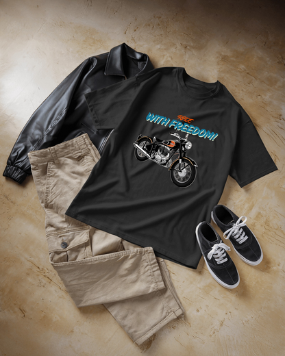 Men Heavy Cotton Tee - Classic Motorcycle Graphic T-Shirt