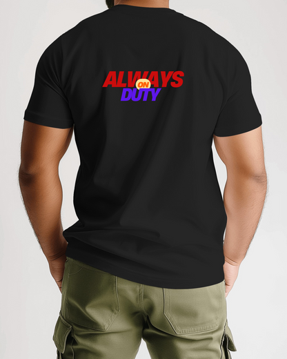 Always on Duty Men Heavy Cotton Tee - Casual Comfort for Everyday Heroes