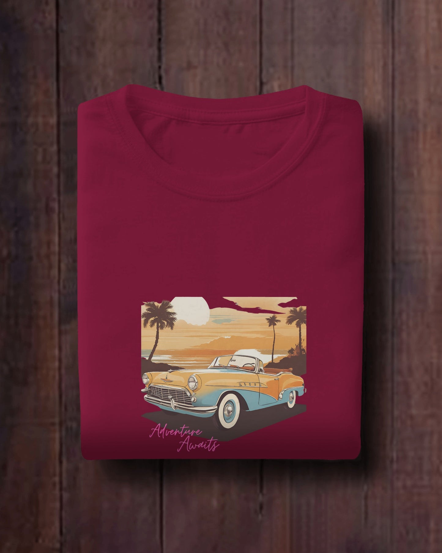 Men Summer Heavy Cotton Tee- Retro Sunset Adventure Awaits Exclusive T-Shirt