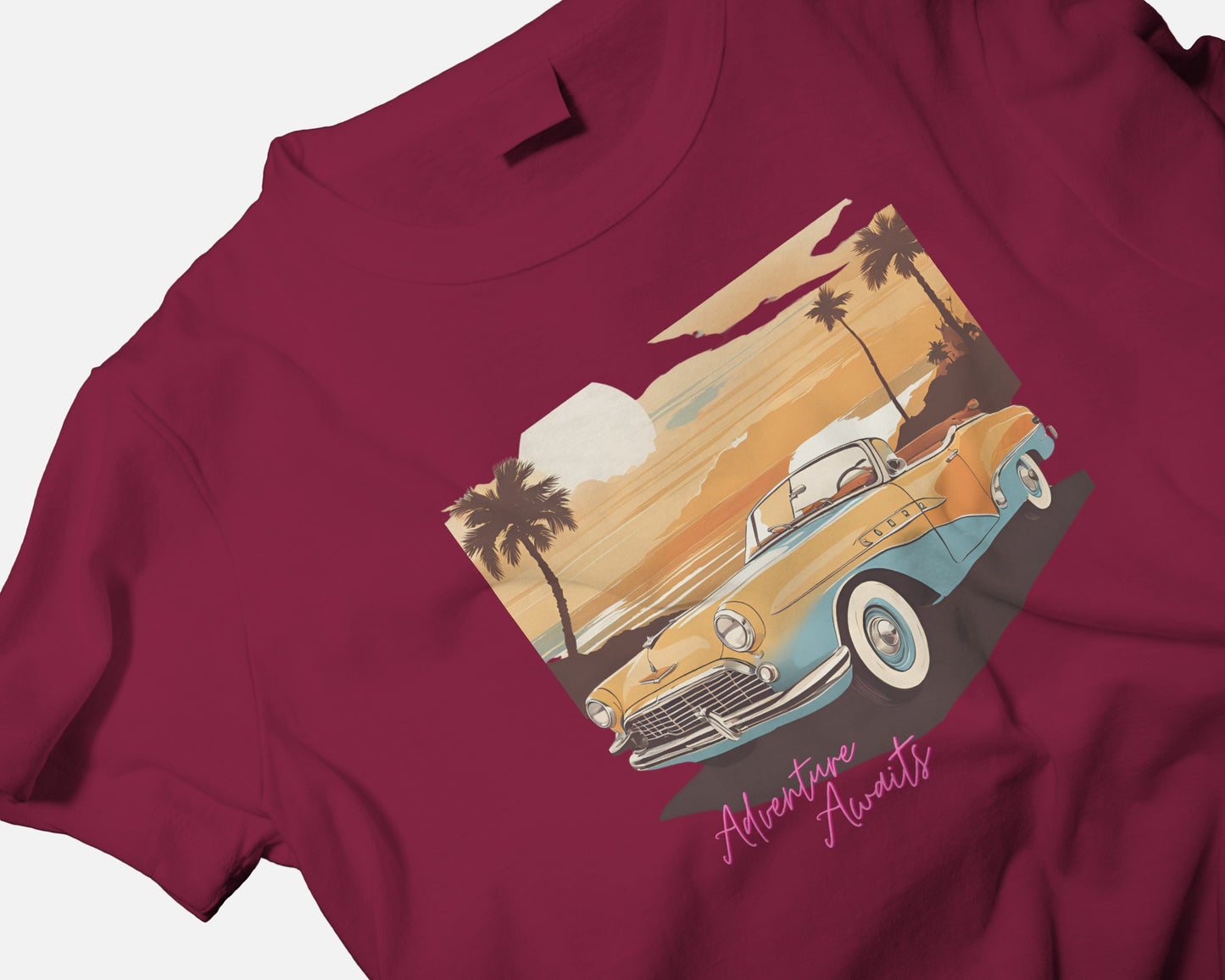 Men Summer Heavy Cotton Tee- Retro Sunset Adventure Awaits Exclusive T-Shirt