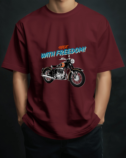 Men Heavy Cotton Tee - Classic Motorcycle Graphic T-Shirt