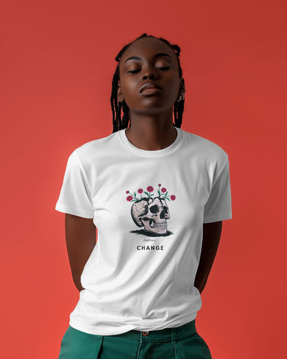 Heavy Cotton Tee For Women- Floral Skull Design Exclusive Edition