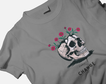 Heavy Cotton Tee For Women- Floral Skull Design Exclusive Edition