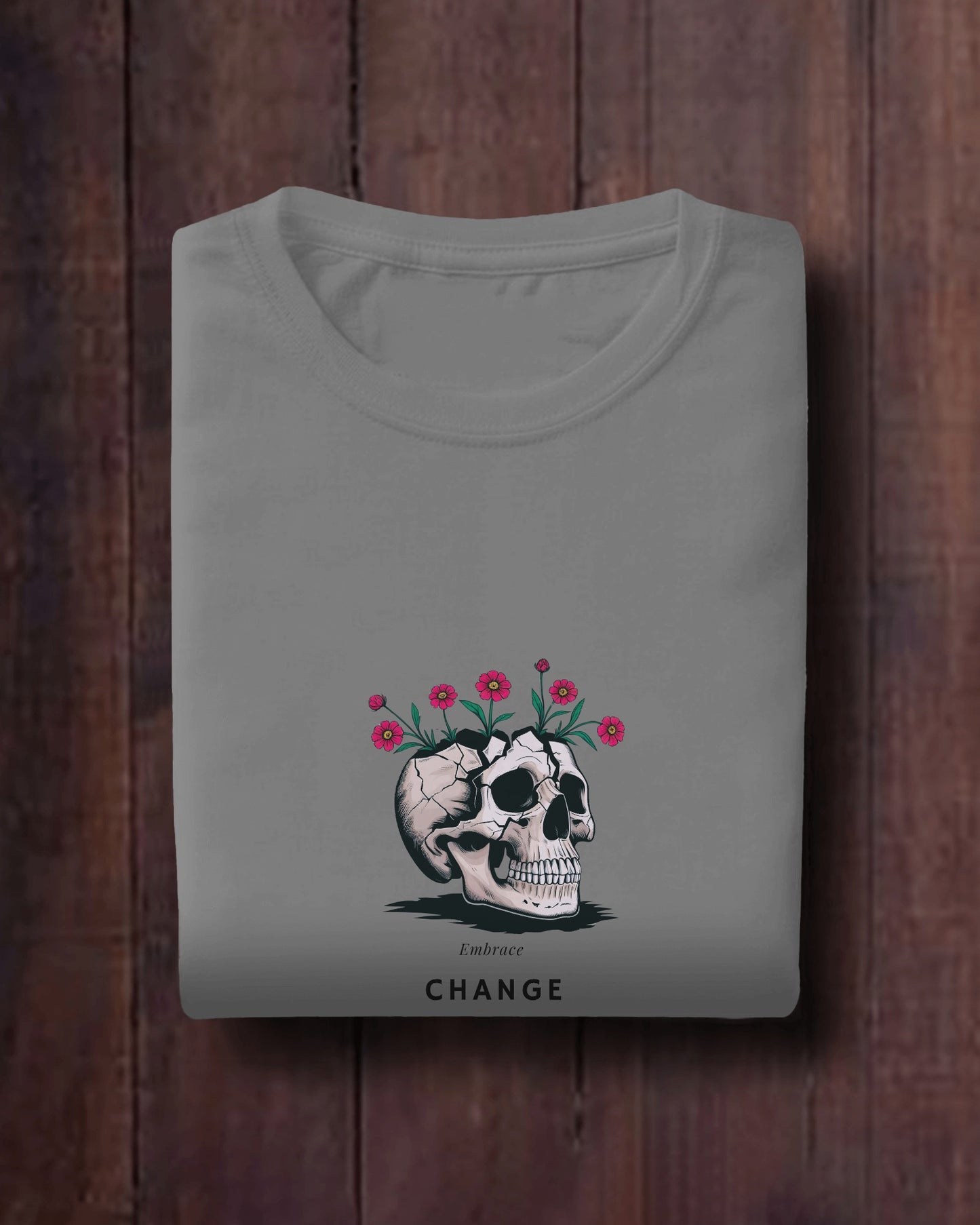 Heavy Cotton Tee For Women- Floral Skull Design Exclusive Edition