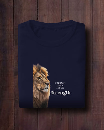 Men Heavy Cotton Tee Lion Design - Unleash Your Inner Strength
