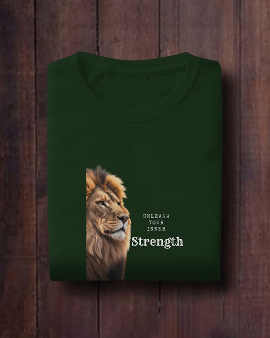 Men Heavy Cotton Tee Lion Design - Unleash Your Inner Strength