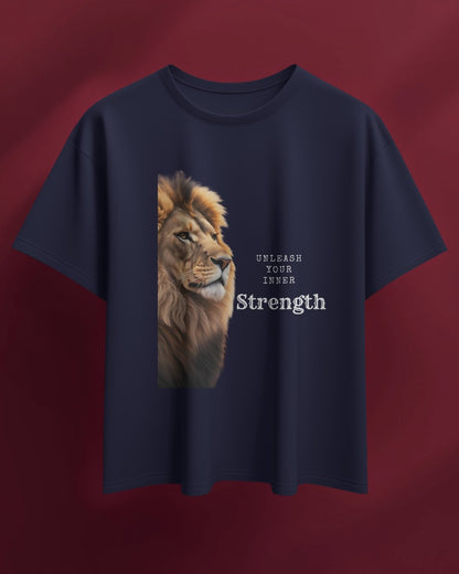 Men Heavy Cotton Tee Lion Design - Unleash Your Inner Strength