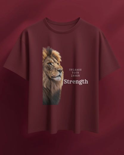 Men Heavy Cotton Tee Lion Design - Unleash Your Inner Strength