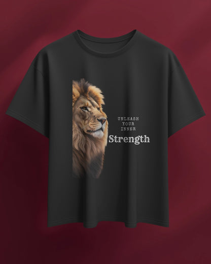 Men Heavy Cotton Tee Lion Design - Unleash Your Inner Strength