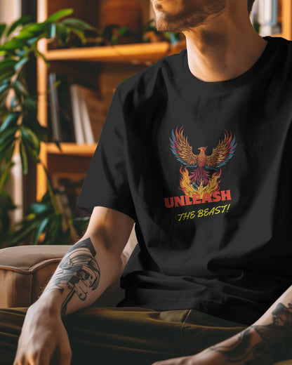 Men Heavy Cotton Tee - Unleash the Beast Vintage Graphic Tee Exclusive Edition